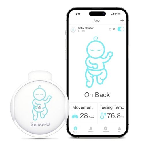 Sense-U Smart Baby Abdominal Movement Monitor - Tracks Baby's Abdominal Movement, Feeling Temperature, Rollover with Instant Audio Alerts on Smartphones