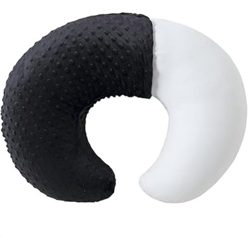 Baby Nursing Pillow and Body Positioner with Premium Slipcover for Breastfeeding for Baby Boys and Girls, Feeding Pillow with Breathable Comfortable Pillowcase (Black)