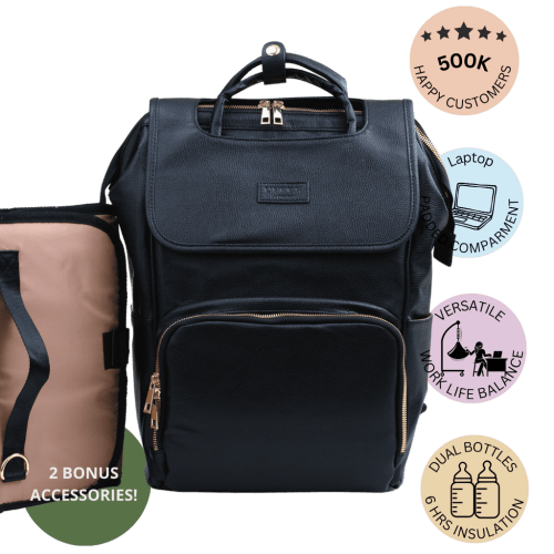 La Madison™ - Elegant Vegan Leather Diaper Bag Backpack