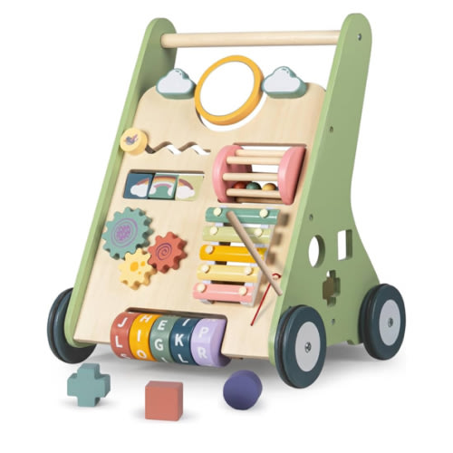 Wooden Baby Walker, Montessori Walker for Babies 6-12 Months, Push Walking Toys for 1 Year Old Learning to Walk
