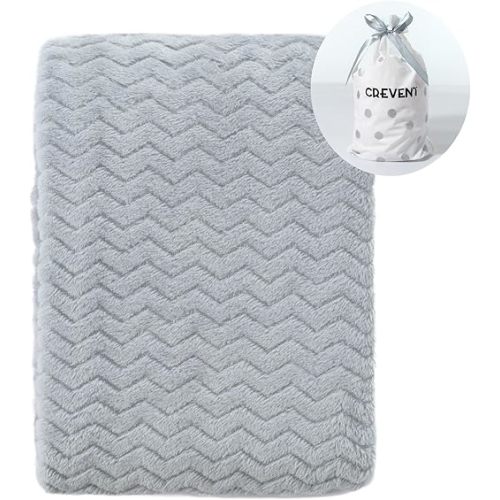 CREVENT 30''X40'' Soft Cozy Warm Baby Blankets for Boys Girls Solid Color - All Season Use - Newborn Essentials (Wave Grey)
