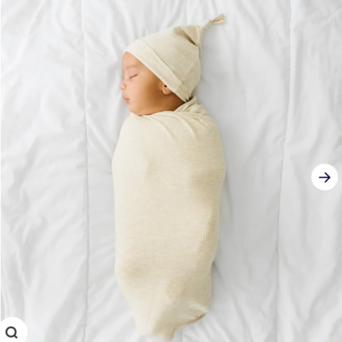 Heather Oatmeal Ribbed Swaddle & Hat Set - Little Sleepies
