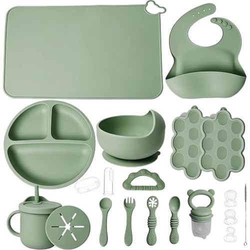 19 Pcs Silicone Baby Feeding Set Eating Essentials for Newborn
