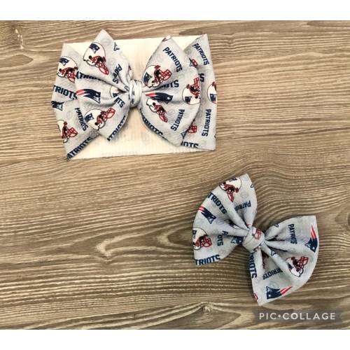 New England Patriots Baby Headwrap- Football Bows