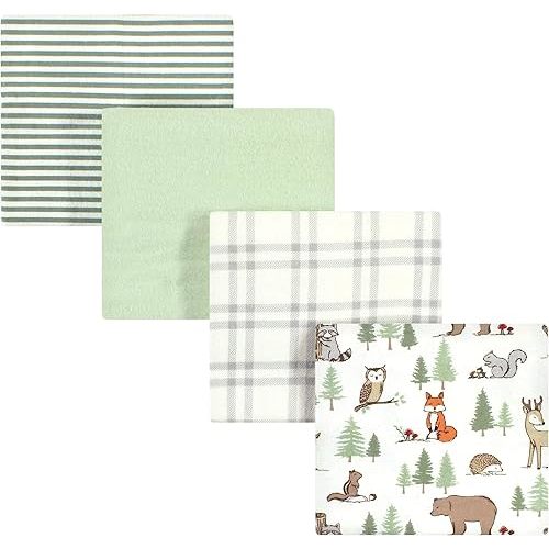 Hudson Baby Unisex Baby Cotton Flannel Receiving Blankets, Forest Animals, One Size