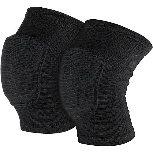 Sibba Kids Knee Pad, Breathable Elastic Knee Brace, Anti-Slip Padded Sponge Knee Protector for Volleyball Dance Running Skating Basketball Football Sports (Black)