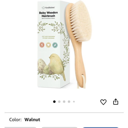 Wooden Baby Hair Brush - Cradle Cap Baby Brush with Soft Goat Bristles, Perfect Gentle Scalp Newborn Comb for Infant, Girls, Boys, Bath Essentials (Walnut, Oval)