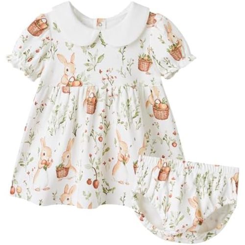 pureborn Baby Girls Dress with Bloomer Infant Girl Cotton Playwear Dress 0-24 Months