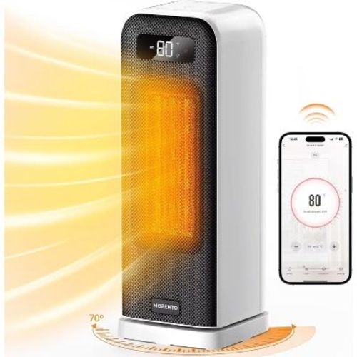 MORENTO Smart Space Heater, 1500W Electric Heater with Wi-Fi & Voice Control, Portable Heaters with Thermostat for Indoor Office Bedroom Home White