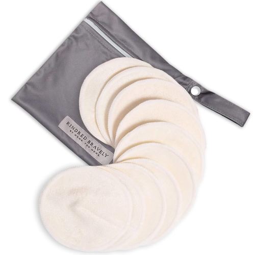 Kindred Bravely Organic Reusable Nursing Pads 10 Pack | Washable Breast Pads for Breastfeeding, with Carry Bag (Busty)