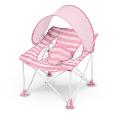 Bright Starts Pop N Chill Travel Booster Seat - Pink Stripe
