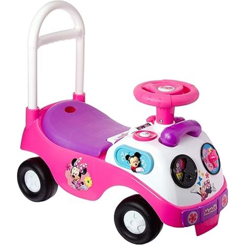 Kiddieland Minnie Mouse My First Activity Ride-On with Lights, Sounds, Steering Wheel, Toddler Push Car Ages 1–3, Educational Clock, Batteries Included