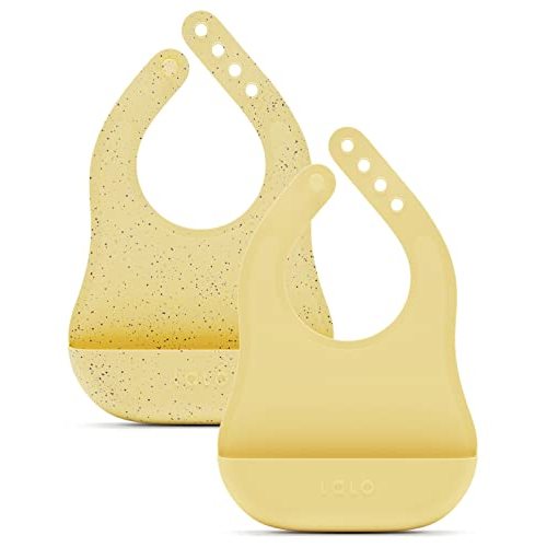 Lalo The Bib - Waterproof, Non-Toxic Silicone Baby Bib with Adjustable Neck Band & Silicone Food Pouch Catcher, Set of 2
