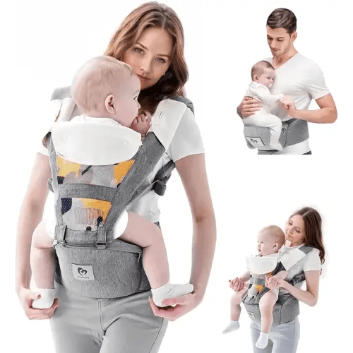 Baby Carrier, Bellababy Multifunction Baby Carrier Hip Seat (Ergonomic M Position) for 3-36 Month Baby, 6-in-1 Ways to Carry, All Seasons, Adjustable Size, Perfect for Shopping Travelling (Grey)