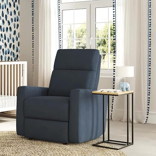 Nurture& The Glider Premium Power Recliner Nursery Glider Chair with Adjustable Head Support | Designed with a Thoughtful Combination of Function and Comfort | Built-in USB Charger (Navy)