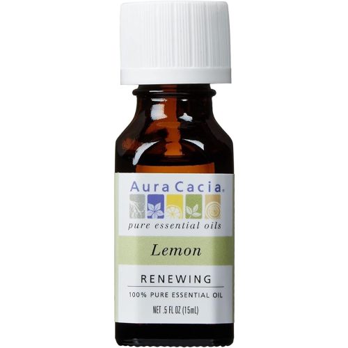 Aura Cacia 100% Pure Lemon Essential Oil | GC/MS Tested for Purity | 15 ml (0.5 fl. oz.) | Citrus limon