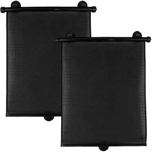 Vrasly 2 Pack Roller Car Side Window Sun Shade, Retractable Car Window Shade for UV and Sun Glare Protection (18"x20")