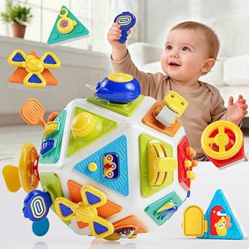 22-in-1 Baby Busy Board Activity Cube Toys, Montessori Toy for 1 Year Old Toddlers, Educational Learning Sensory Travel Toys for Infant 6-12 12-18 Months, 1st Baby Valentines Day Gifts for Boys Girls