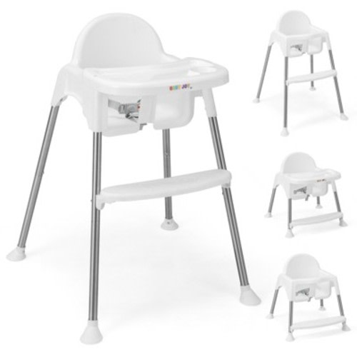 Infans 4-in-1 Convertible Baby High Chair Feeding w/ Removable Double Tray& Footrest