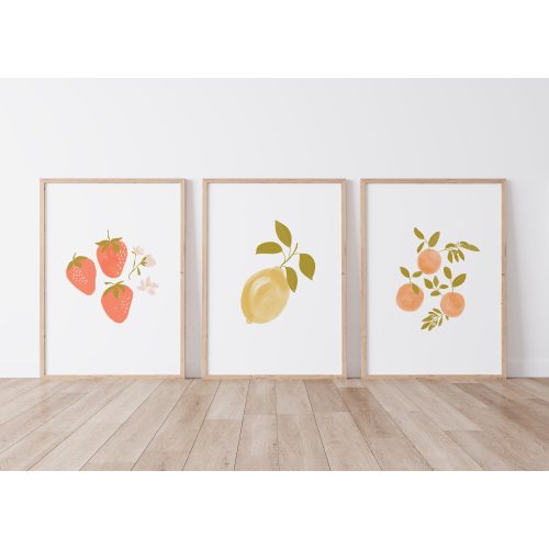 Fruit Print Bundle | Digital Download | Nursery Girls Printables | Printable Wall Art | Poster Print | Kids Room Prints