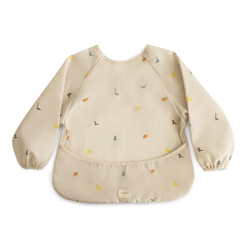 mushie Long Sleeve Baby Bib | Mess Free & Waterproof Fabric for Toddlers | Adjustable Fit for Ages 6-24 Months