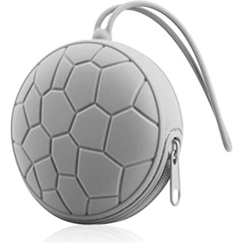 Kalovin Pacifier Holder Case, Baby Silicone Pacifier Holder Case, Protective Storage Container Attaches to Strollers & Diaper Bags (Gray)