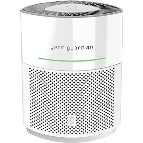 GermGuardian AirSafe+ Intelligent Air Purifier with 360° HEPA 13 Filter, Captures 99.97% of Pollutants, Wildfire Smoke, Large Rooms, Air Quality Sensor, UVC Light, Zero Ozone Verified, White AC3000W
