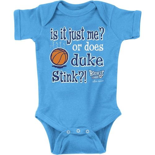 Smack Apparel North Carolina Basketball Fans. Is It Just Me? Or Does Duke Stink. Light Blue Onesie or Toddler Tee (NB-4T) - 6M