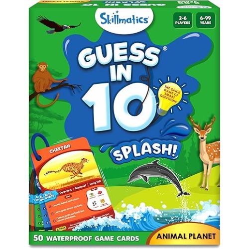 Skillmatics Card Game - Guess in 10 Splash, Educational Games by The Pool, Beach Vacations, Boat Trips, Travel, Gifts for Kids, Teens, Adults, Ages 6 and Up, 2-6 Players