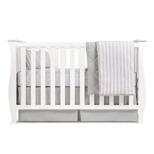Ely's & Co. Baby Crib Bedding Sets Includes Crib Sheet, Quilted Blanket, Crib Skirt, And Baby Pillowcase (grey Bamboo Design 4 Piece Set)