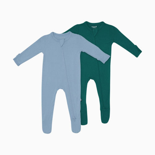 Kyte Baby Zipper Footie Bundle (2 Pack) - Dark Green, 3-6 M