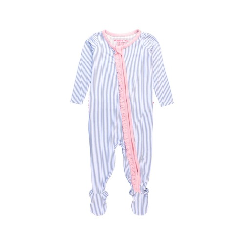 SoftSnooze Baby Girls Ruffle One Piece Footie Pajamas, 3-6M