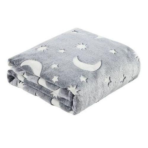 Star Moon Micro Plush All Season Throw Blanket 50" X 60" Gray by Plazatex