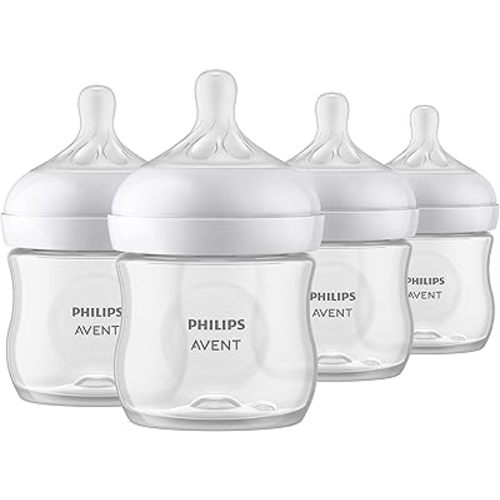 Philips AVENT Natural Baby Bottle with Natural Response Nipple, Clear, 4oz, 4pk, SCY900/04