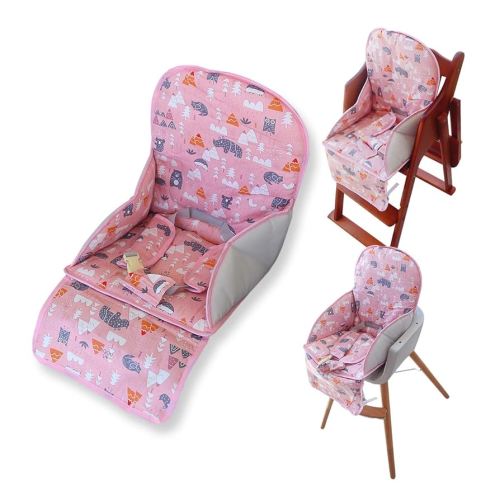 High Chair Pad, High Chair Cushion, Seat Cushion Breathable Pad, Cute Pattern,Comfortable Seat Belt Design, Soft and Comfortable, Baby Sits More Comfortable (Pink Animal Pattern)