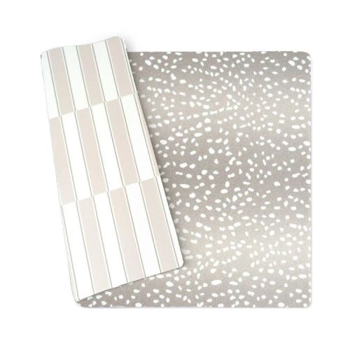 Wander & Roam Reversible Baby PlayMat - Large, Antelope + Stripe Design - Greige