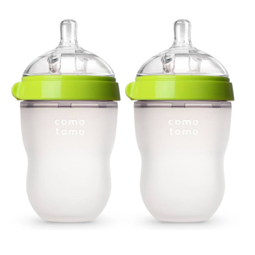 Comotomo Baby Bottle Double Pack, Green, 8oz