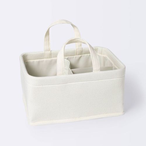Waffle Weave Rectangular Diaper Caddy with Handles - Cloud Island™ Cream