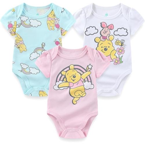 Disney Winnie the Pooh Baby Girls 3 Pack Bodysuits for Infants