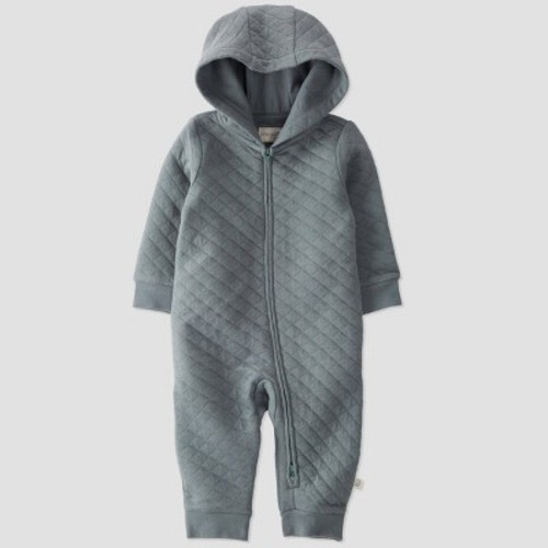 Little Planet by Carter’s Organic Baby Boys' Hooded Jumpsuit - Slate Gray, Size: 6M