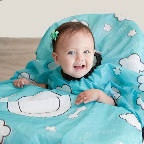 Grabease Allover Waterproof Bib for Self-Feeding Infants and Toddlers, Machine Washable, Ages 6-24 Months, Teal