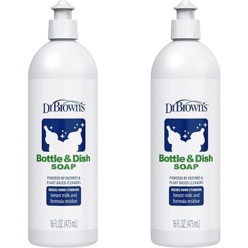 Dr. Brown's Bottle & Dish Soap for Baby Bottles and Baby Accessories, Plant-Derived, Fragrance-Free, 16 fl oz, 2 Pack