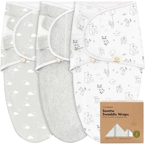 KeaBabies 3-Pack Organic Baby Swaddle Sleep Sacks - Swaddles for Newborns, Infant 0-3 Months, Baby Girls, Boys, Soft & Snug Newborn Sleep Sack, Nursery Swaddling Blankets (Aspire)