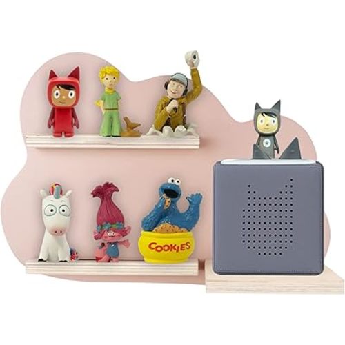 Magnetic Wall Shelf with Space for 14 Figures for Starter Children to Play and Collect(Clouds - Pink)