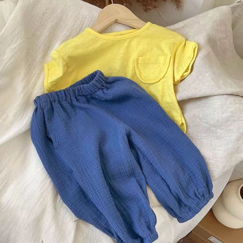 Toddler Gauze Solid Color Simple Pants