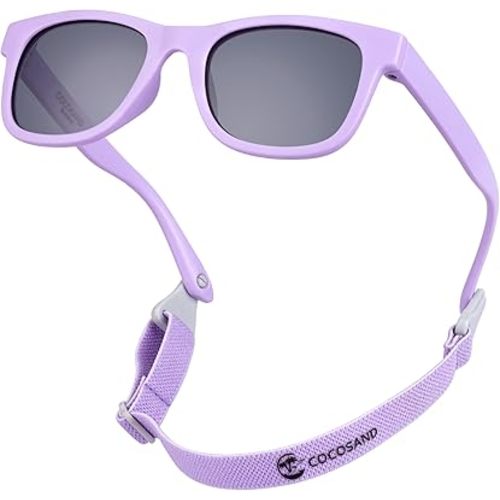 COCOSAND Flexible Baby Sunglasses with Strap Polarized UV Protection for Toddler Infant Newborn Boy Girl Age 0-24 Months