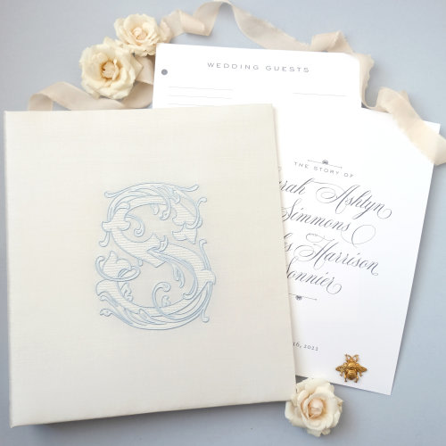 Vintage Vine Wedding Guest Book - French Blue GuestBook - Engagement Gift - Memory Book - Wedding Book - Shuler Studio - Style Vintage Vine