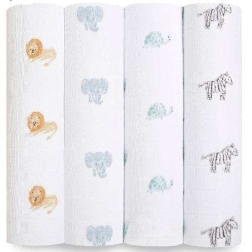 aden + anais | Animal Kingdom Organic Muslin Swaddle Blanket 4pk