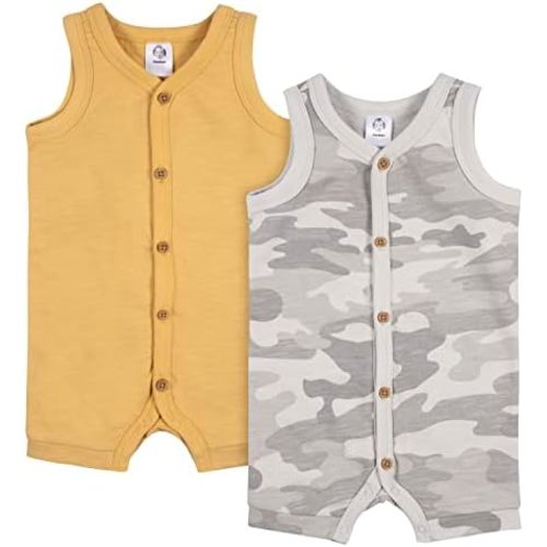 Gerber Baby Boys' 2-Pack Short Leg Romper