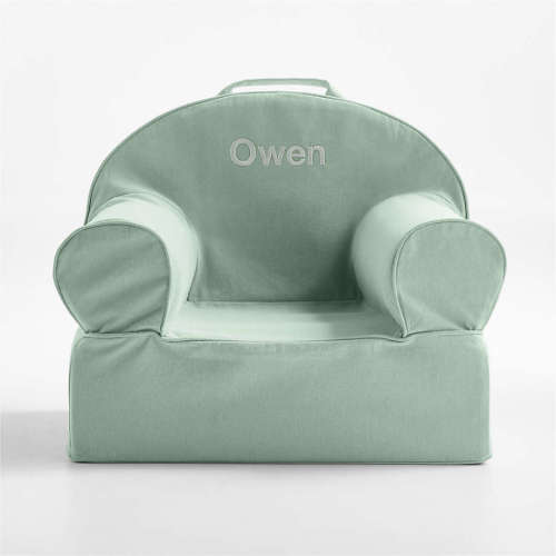 Personalized Small Volta Teal Organic Cotton Kids Lounge Nod Chair